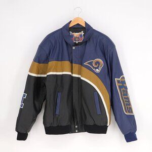 VINTAGE JEFF HAMILTON St. Louis Rams NFL Leather Jacket Size XL